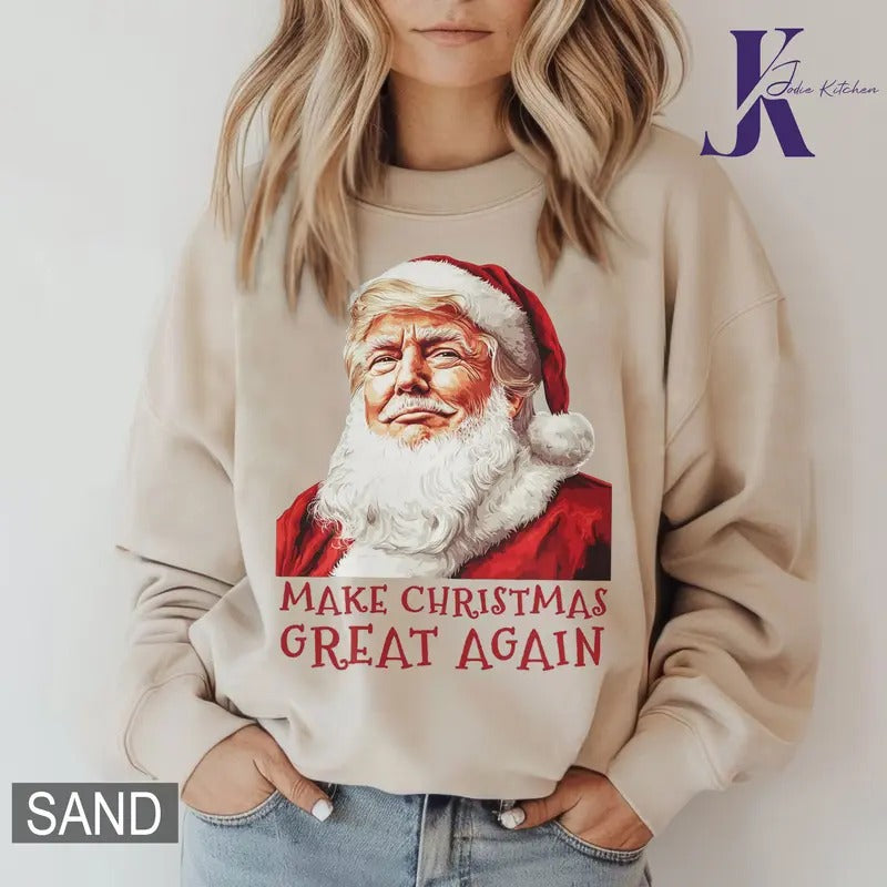 Santa Make America Great Again Shirt, Trump Christmas Shirt,Trump Santa Tee,Republicans Xmas Tee,Make Xmas Great Again...