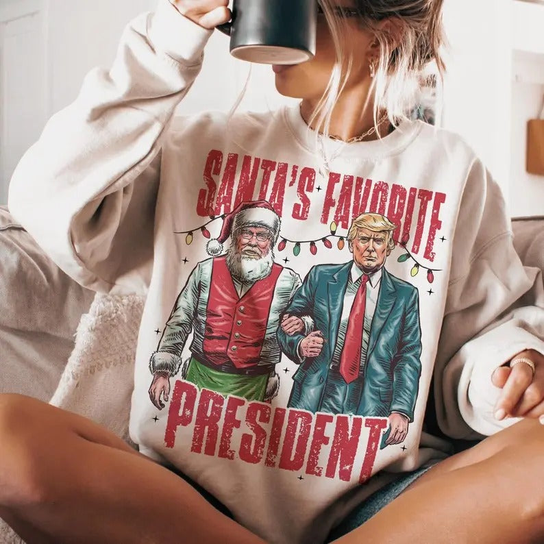 Santa's favorite president Sweatshirt - Trump Christmas Sweatshirt Womenswear Fit T-Shirts, Hoodie | WearSparks.com