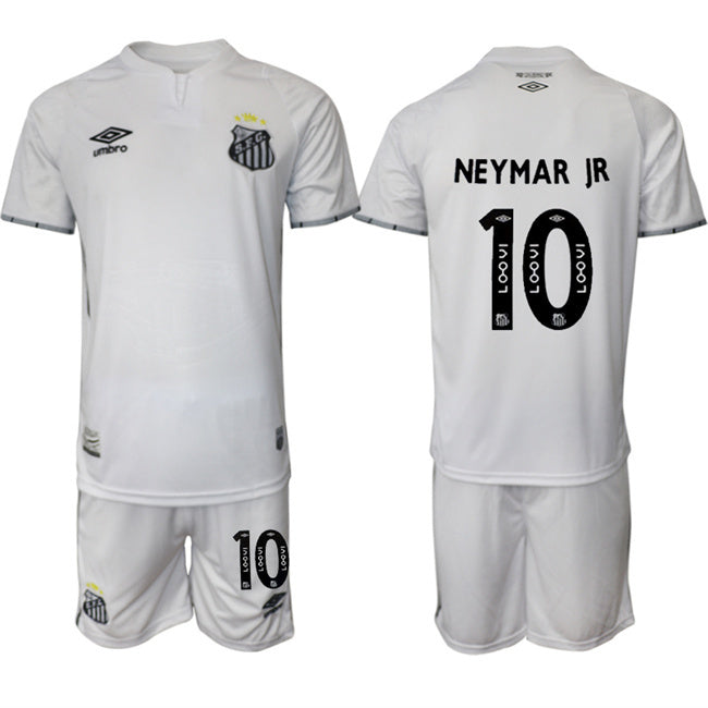 Santos F.C. #10 Neymar Jr 25 26 White Home Soccer Jersey Suit