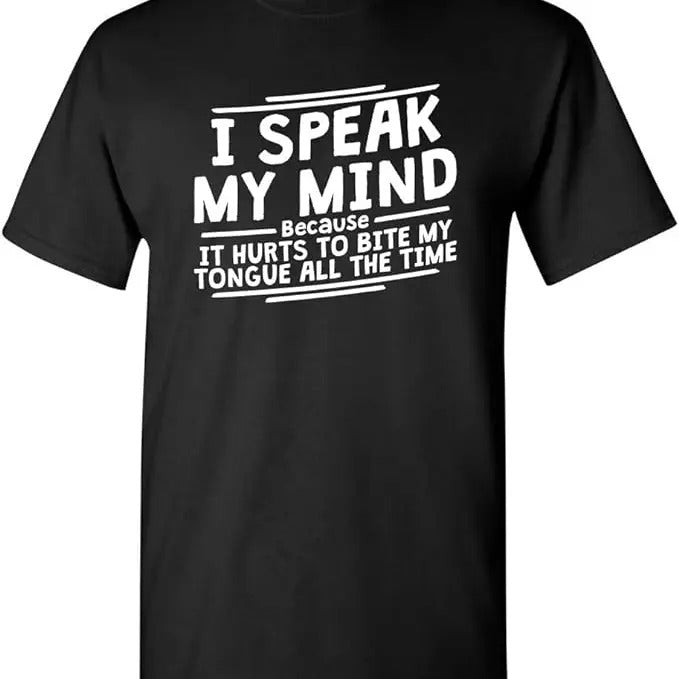 Sarcastic Humor Shirts, It Hurts to Bite My Tongue Graphic Novelty Sarcastic Funny T-Shirt Menswear Top Casual Classic