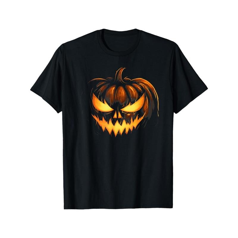 Scary Carved Pumpkin Face Jack O'Lantern Halloween Costume Men's T-Shirt made in usa