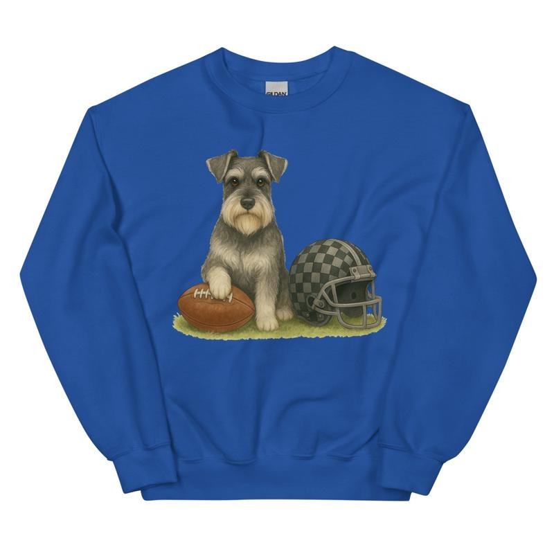 Schnauzer Football Sweatshirt - Unisex Apparel Relaxed Fit Printed In The USA Clothing Womenswear Casual Comfort Cotton Top Athletic Boho Chic
