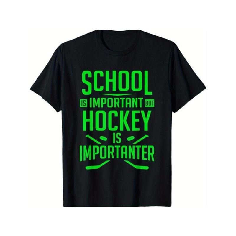 School Important Hockey Is Important T-Shirt for The Youth, Soft Fabric, Breathable, Comfortable Short Sleeve Tees Perfect for Summer, Birthday Gift to Teens Made in USA