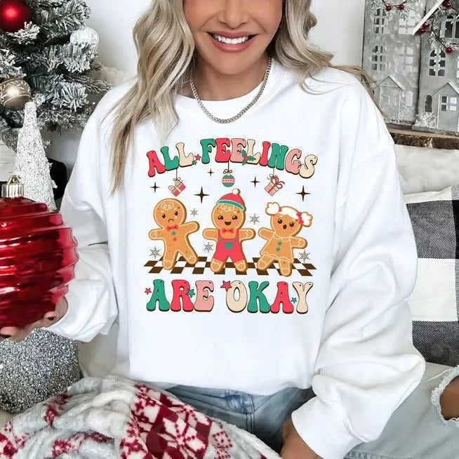 School Psychologist Christmas Sweatshirt, All Feelings Are Okay, Christmas School Psych, Christmas Mental Health Sweatshirt, Mental Health Matter