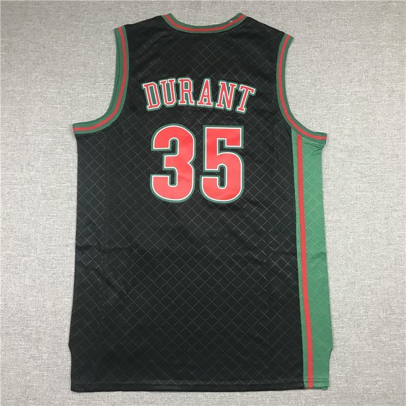 Seattle SuperSonics #35 Kevin Durant Supersonics 35 Plaid Retro Black Style 2