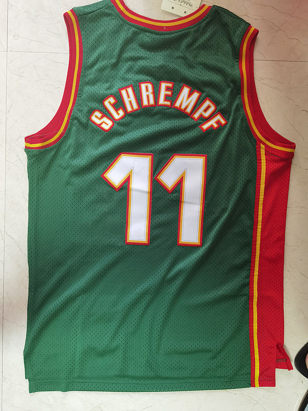 Seattle Supersonics #11 Schrempf Supersonics #11 Green Red Premium Mesh Style 1