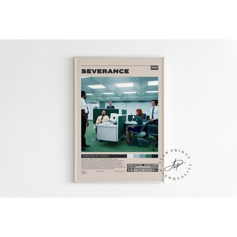 Severance Poster, Dan Erickson, Minimalist Tv Series, Vintage Retro Art Print, Wall Art Print, Mid century modern, Tv Series Poster
