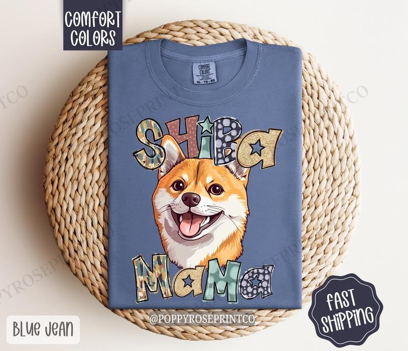 Shiba Mama Comfort Colors, Dog Mom Tee, Cute Dog Mama Women's Tshirt