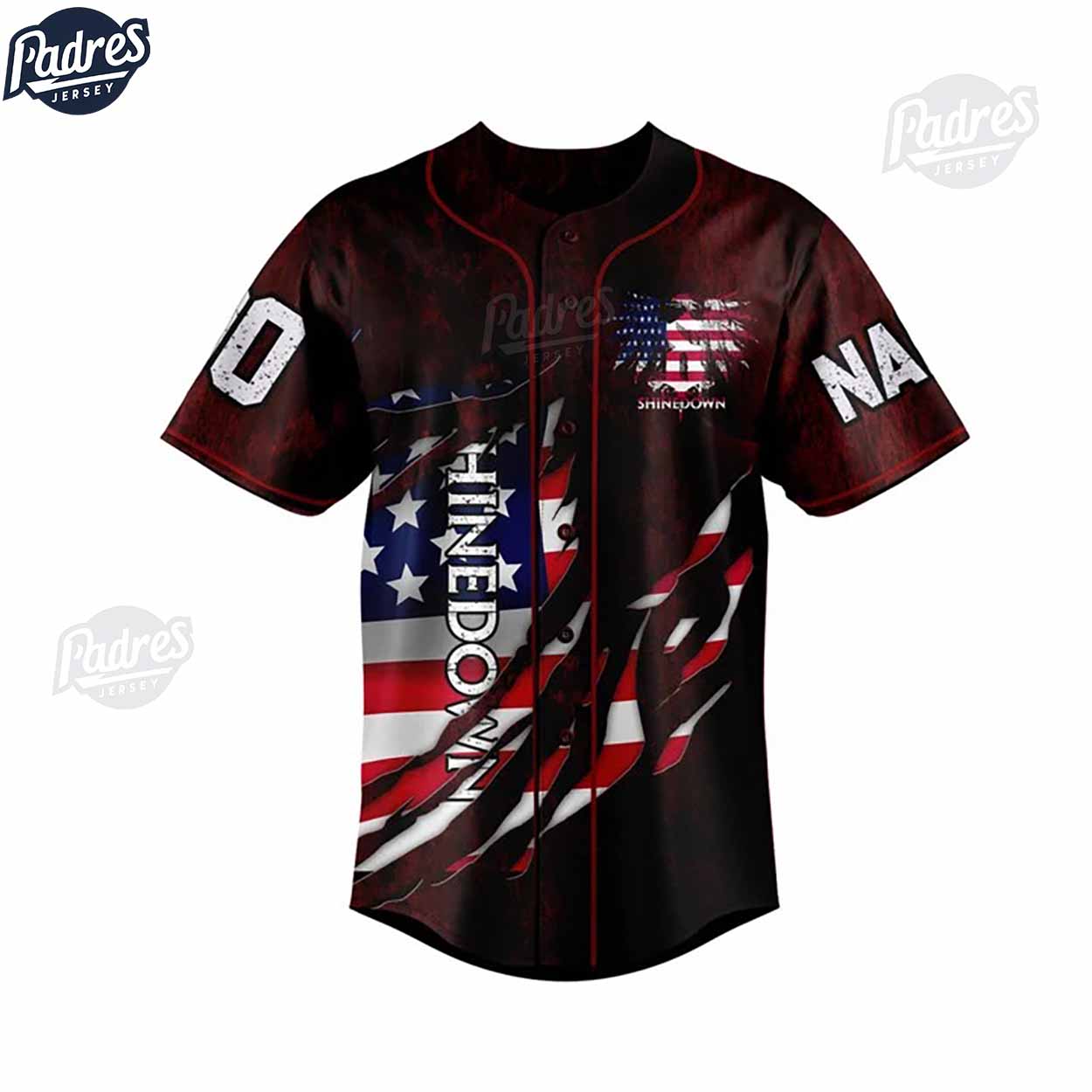 Shinedown Band USA Flag Custom Baseball Jersey - Padres Jersey Oasis: Elevate Your Baseball Style Game