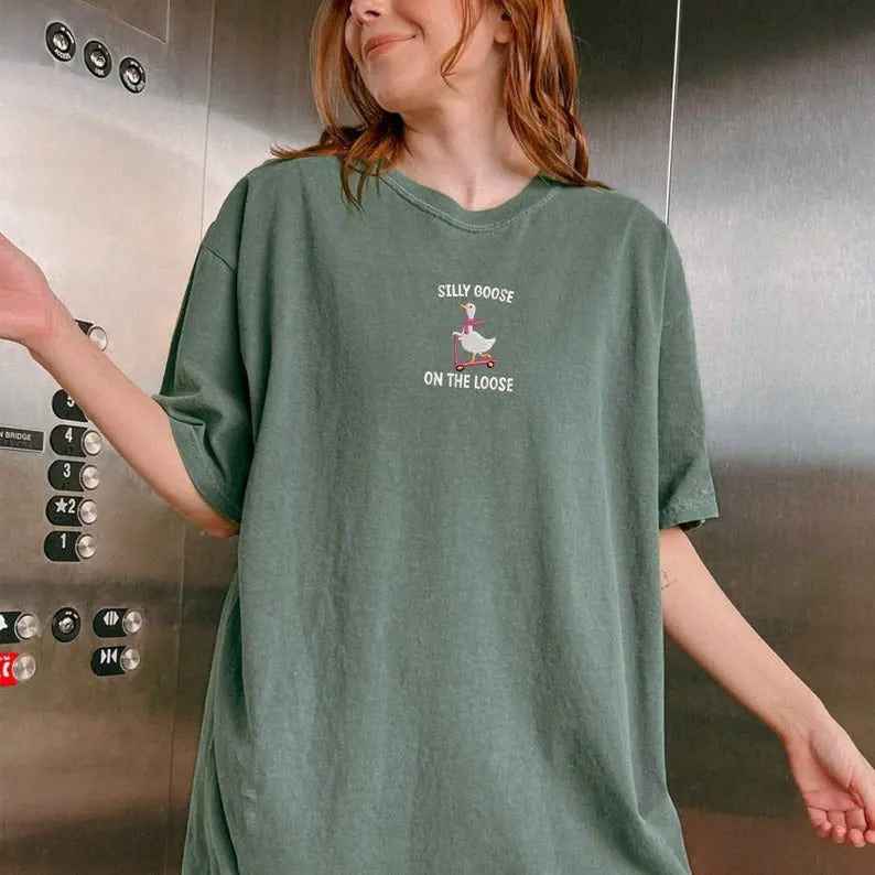 Shirt Silly Goose On the Loose Tshirt Goose Crewneck Shirt Silly Goose T-Shirt Funny Shirt Gift Cotton Tshirt ...