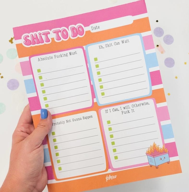 Shit To Do Notepad Checklist + Sticky Notes