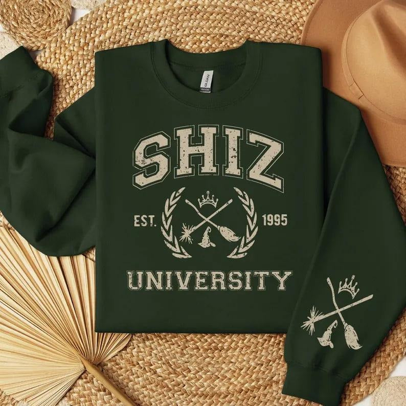 Shiz University Sleeve Printed T-Shirt Sweatshirt and Hoodie, Shiz Sweatshirt, Movie Lover Gift, Movie Lover Sweater