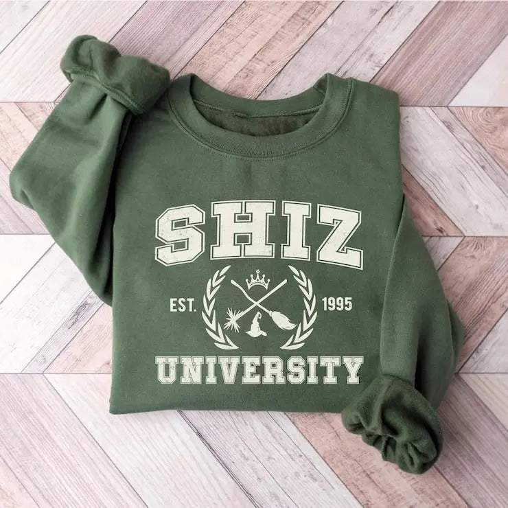 Shiz University Sweatshirt, Wickeds Shirt, Wizard Shiz Uni Shirt, Musical Movie Sweater, Defy Gravity Broomstick Magic Wand Shirt