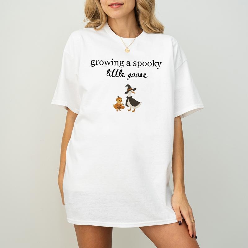 Silly Goose Halloween Pregnancy Shirt, Pregnancy Announcement To Husband, Spooky Pregnancy Tee, Gift For Pregnant Friend