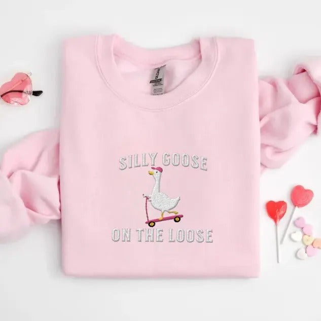 Silly Goose Sweatshirt Goose Crewneck Sweatshirt Silly Goose Shirt Funny Sweatshirt Funny Shirt Gift