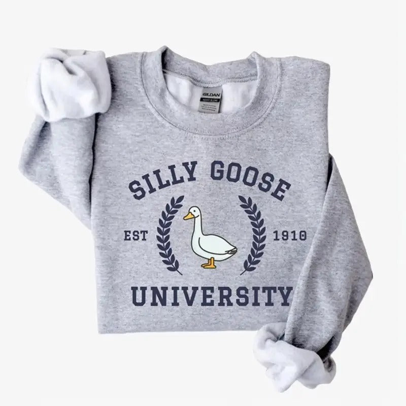 Silly Goose University Crewneck Sweatshirt, Unisex Silly Goose University Shirt, Funny Men's Sweatshirt, Funny Gift for...
