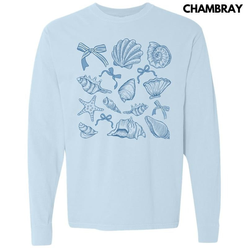 Simple Seashells Long Sleeve Comfort Colors T-Shirt 'NLB'