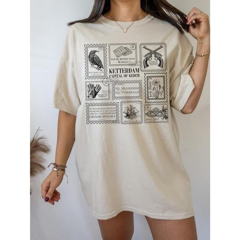 Six of Crows Stamp Collection Tee Shirt Tshirt * Crow Club Kaz Inej Jesper Greetings