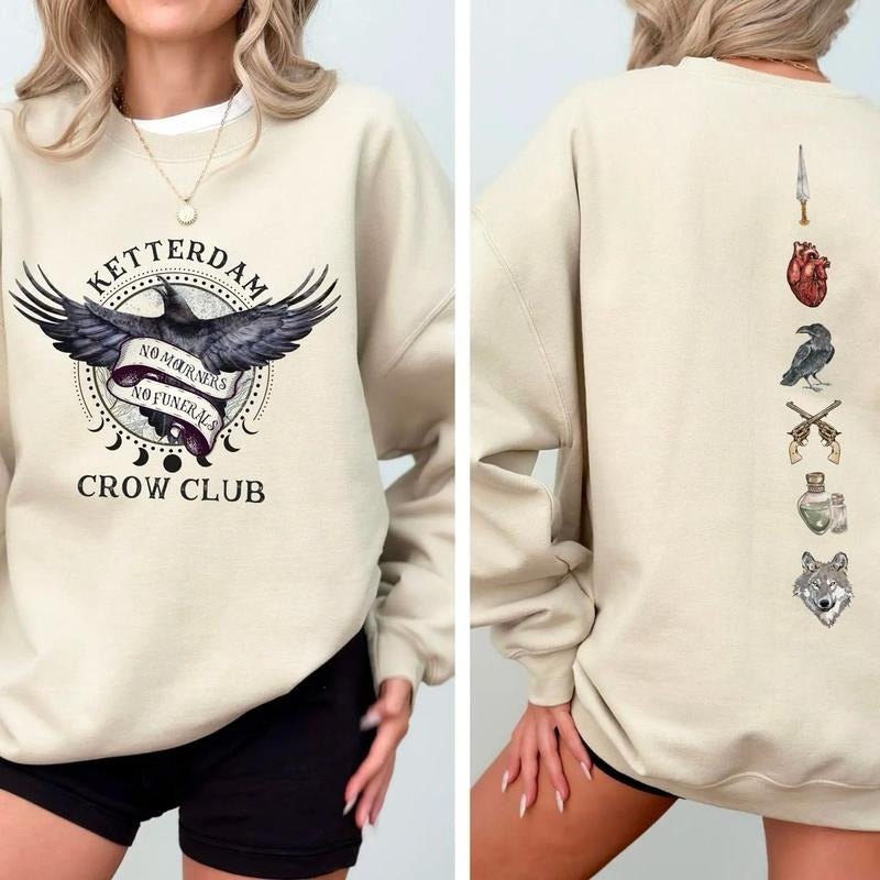Six of Crows Sweatshirt, No Mourners No Funerals Shirt, Ketterdam Crow Club Sweater, Bookish Sweater, Booktok Merch, Book Hoodie