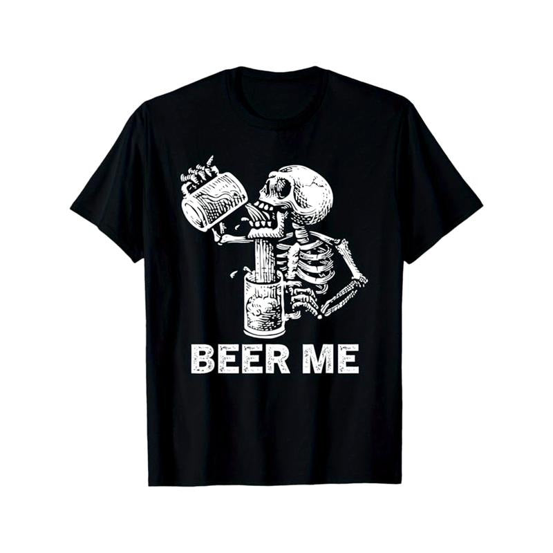 Skeleton Print Men's Cotton T-shirt, Graphic Tee Men's Outdoor Clothes, Men's Halloween Clothing, Casual Short Sleeve Crew Neck T-shirt, Tops For Men, Gift For Men made in usastyle{n002}5