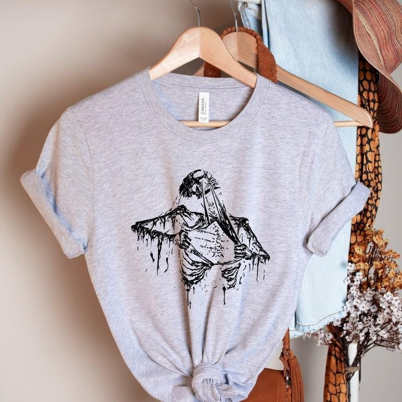 Skeleton Ripping Rib Cage Vintage 90s Graphic T-Shirt, Rib Cage Shirt, Retro Skeleton Tee, 90s Skull Shirt, Y2k Skull Tee, Washed Shirt