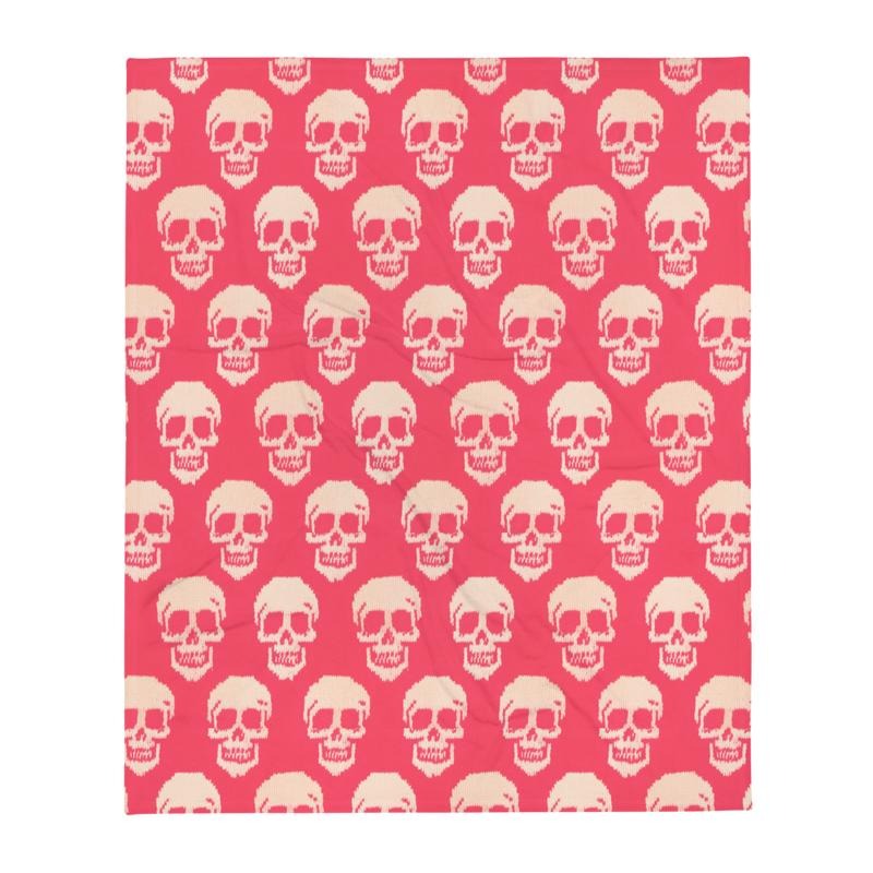 Skull Design Throw Blanket 50"x60" pink grunge style