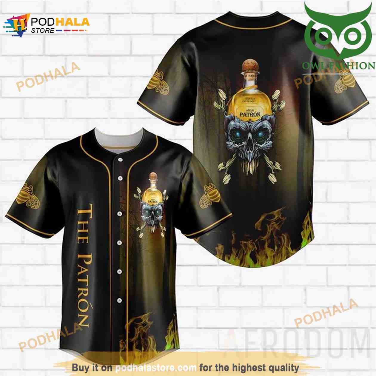 Skull Fire The Patrón 3D Baseball Jersey