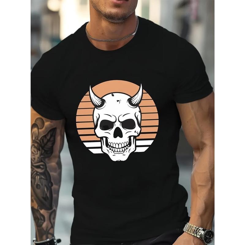 Skull New Casual Crew Neck Men's T-Shirt Made in USA