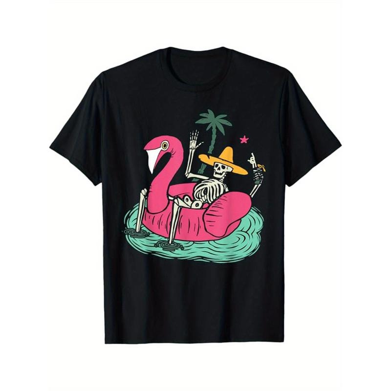 Skull Print Men's cotton T-shirt, Graphic T-shirt Men's outdoor wear, Men's Halloween costume, casual short sleeve crew neck T-shirt, men's top, Men's gift Made in USAstyle{n002}2