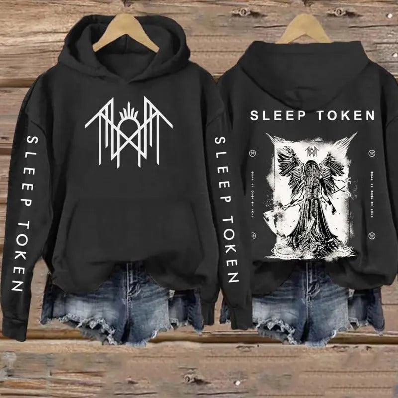 Sleep Token - Logo & Reaper Angle Print Vintage Sweatshirt - Hoodie, Gift For Fan Sleeves With Designs SLT20245