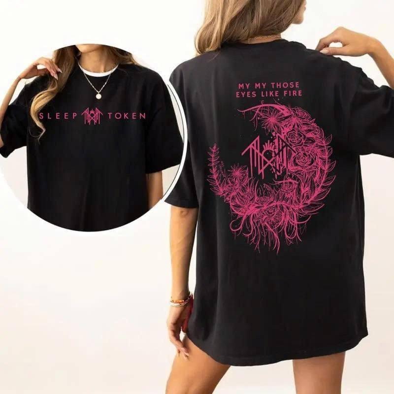 Sleep Token Band 2 Sides Tshirt, Oversized Graphic T-Shirt , My My Those Eyes Like Fire Shirt | Gothic Aesthetic Streetwear