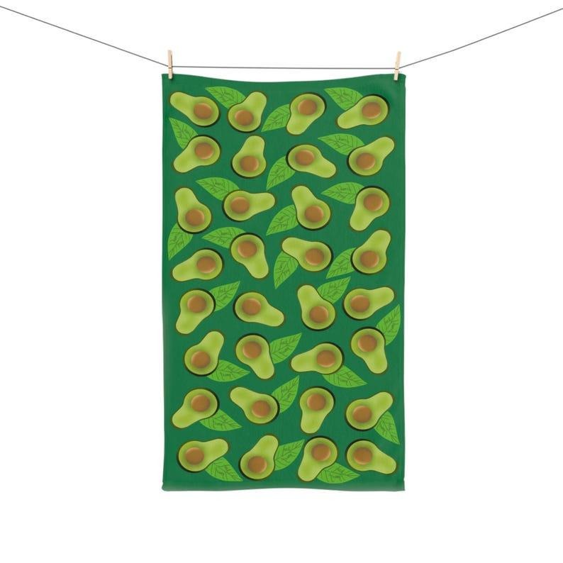 Slightly Subtle Green Avocado Hand Towel, Kitchen Decor, Gift for Foodies, Summer Vibes, Eco-Friendly Home Accessory,...