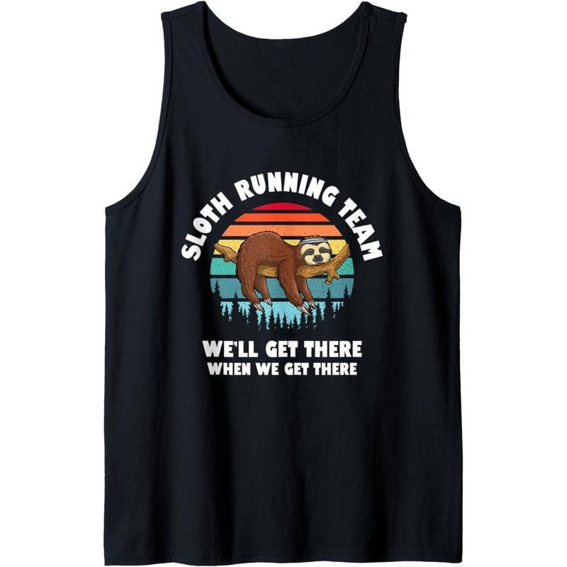 Sloth Running Team - We'll Get There When We Get There Tank Top Made in USA