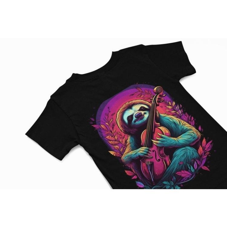 Sloth t shirt - Sloth playing the Violin T Shirts - Summer Graphic Shirt - Sloth lover Gifts - Music Gift - quirky animal tee gift Made in USA