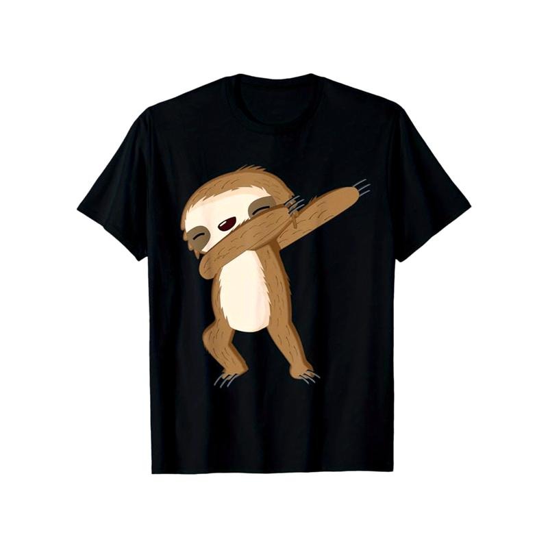 Sloths Print Men's Cotton T-shirt, Graphic Tee Men's Outdoor Clothes, Casual Short Sleeve Crew Neck T-shirt made in usastyle{n002}22