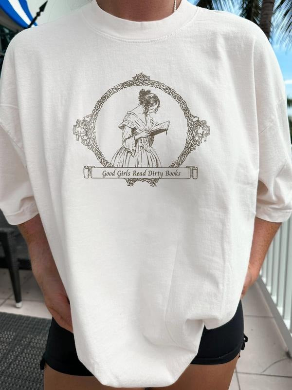 Smut Reader Shirt | Good Girls Read Dirty Books, Smutty Bookclub, Bookish Gift, Spicy Romance Lover, Vintage Bookish Shirt Book Club T-Shirt Bookish Gift T-Shirt Casual Crewneck Cotton