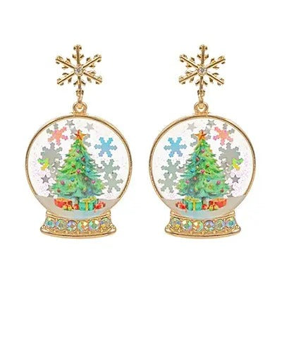 Snow Globe Christmas Earrings