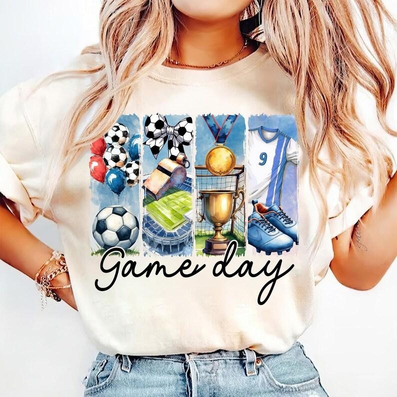 Soccer Game Day Coquette Bow, Soccer Mama, Soccer Mom, Brushstroke Tshirt Cotton