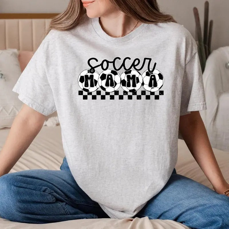 Soccer Mama Shirt, Checkered Mama Shirt, Sports Mom Shirt, Gift for Mom, Game Day Shirt, Soccer Mom Shirt, Sports Fan Shirt, Gift for Mum Top Womenswear