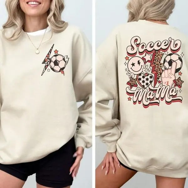 Soccer Mom Sweatshirt, Soccer Mama Mom Shirt, Game Day Sweatshirt, Soccer Mom Jersey, Mom Sweatshirt, Soccer Shirt, Soccer Lover Gift Cotton Sleeve Cotton Sleeve