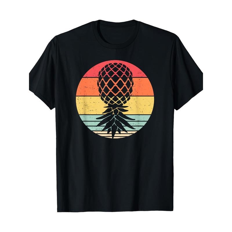 Soft & Durable 100% Cotton Men's T-Shirt with Unique Pineapple Design - Breathable, Comfort-Fit Casual Tee for Casual Attire, Short-Sleeve Crew Neck,, Perfect for Summer Outings made in usa