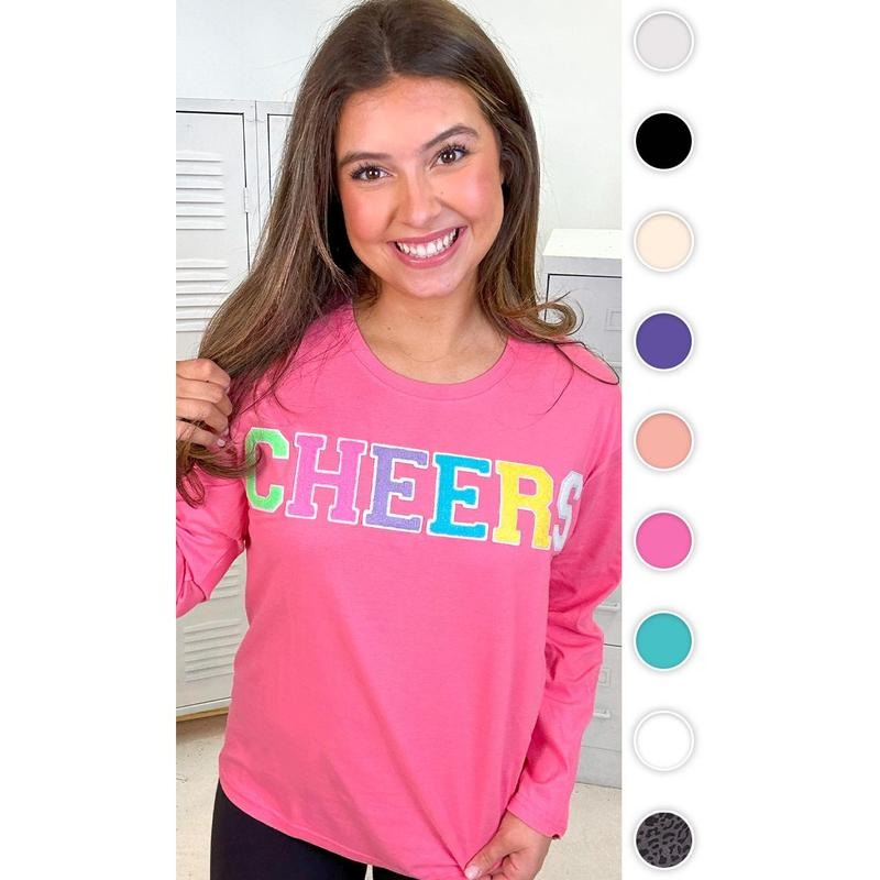 Soft Chenille Cheers Boyfriend Long Sleeve