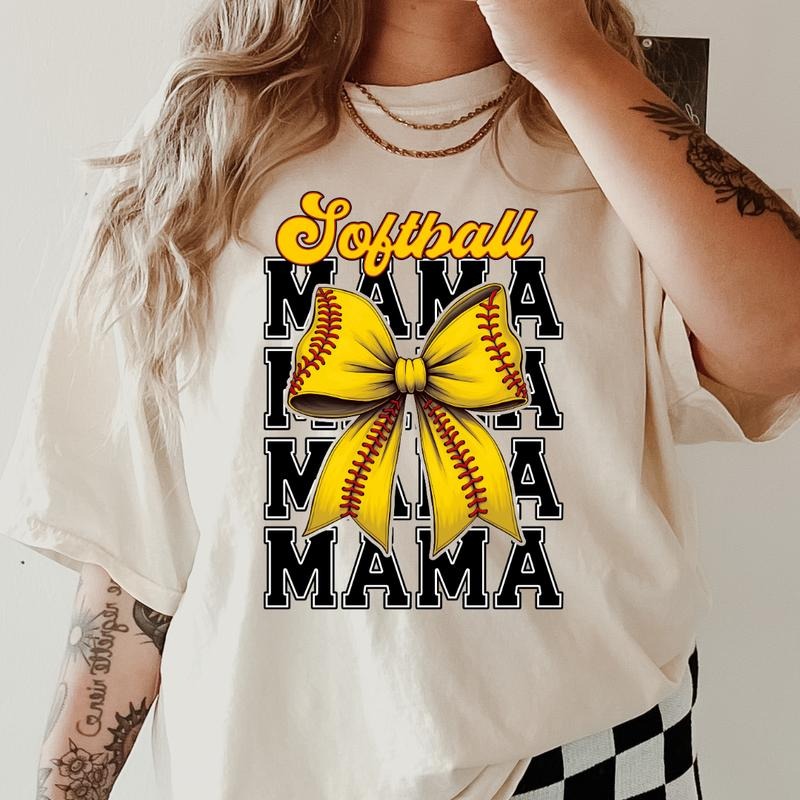 Softball Bow Mama ~ Unisex Apparel Relaxed Fit Printed In The USA Clothing Womenswear Casual Comfort Cotton