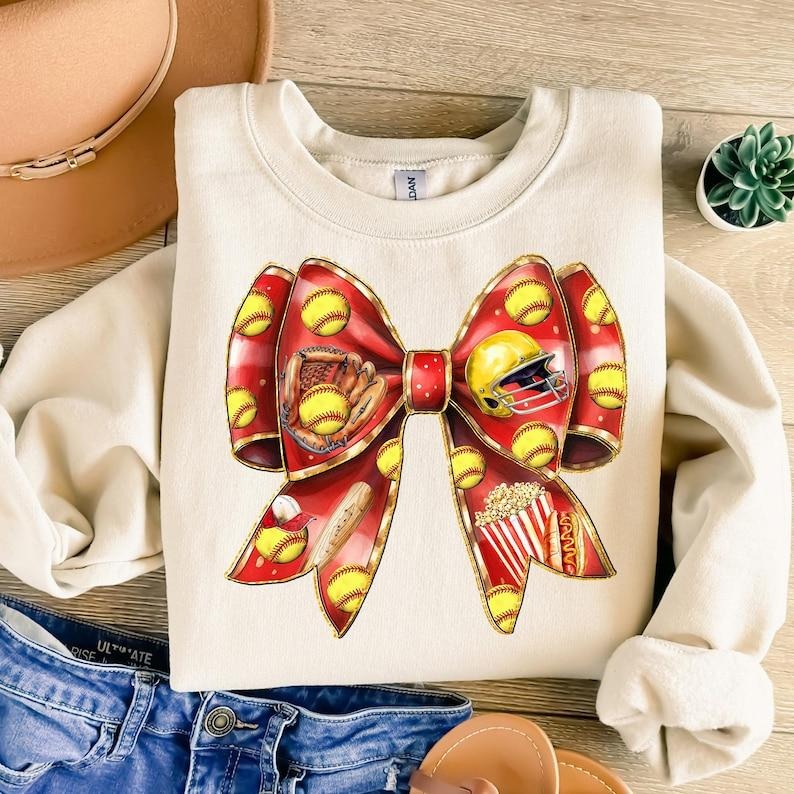 Softball Coquette Bow , Game Day Softball , Softball Mom , Softball Bow , Softball Mama Shirt , Retro Softball Sweatshirt...