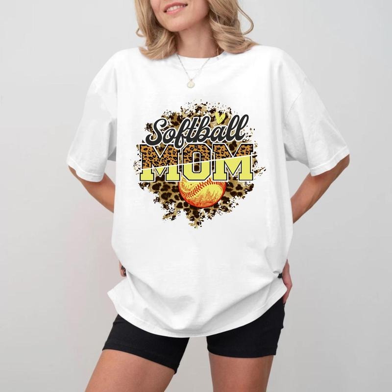 Softball MOM Vintage Cotton Crewneck, Soft Sports Mom T-shirt