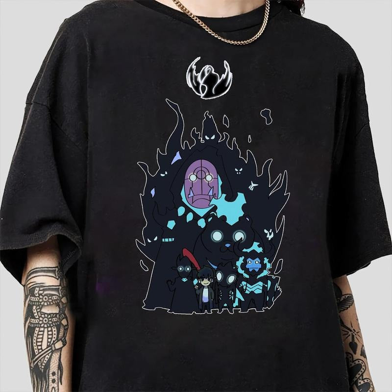 Solo Leveling Chibi T-Shirt, Trendy Anime Solo Level Sung Jinwoo Tee, Japanese Unisex Streetwear Clothing, Chibi Shadows Arise Crew Shirt Sweatshirt, Hoodie, Comfort Colors