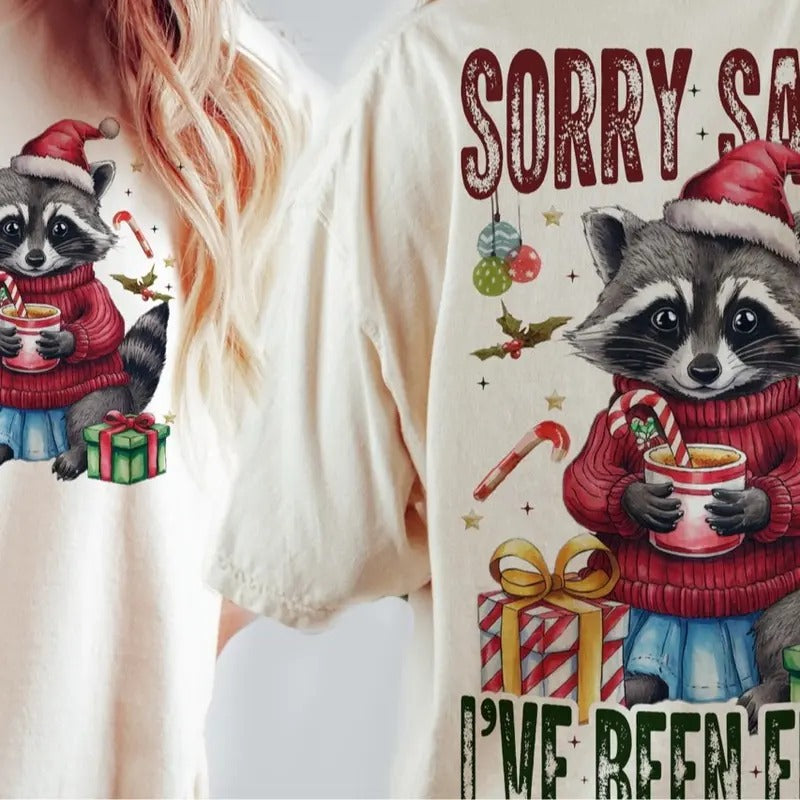 Sorry Santa I've Been Feral T-Shirt, Christmas Feral Girl Shirt, Retro Christmas Sweatshirt, Funny Christmas T-Shirt Cotton Crewneck
