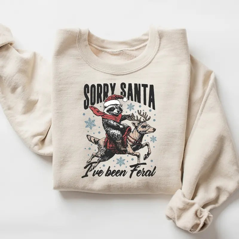 Sorry Santa Raccoon Premium Heavyweight Sweatshirt, Holiday Sweatshirt - Hoodies & Sweaters