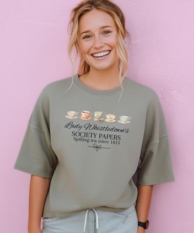 Spill The Tea Lady Whistledown's Society Papers Shirt, Bridgerton Fashion Tee, Historical Drama Shirt, Literary Fan Apparel