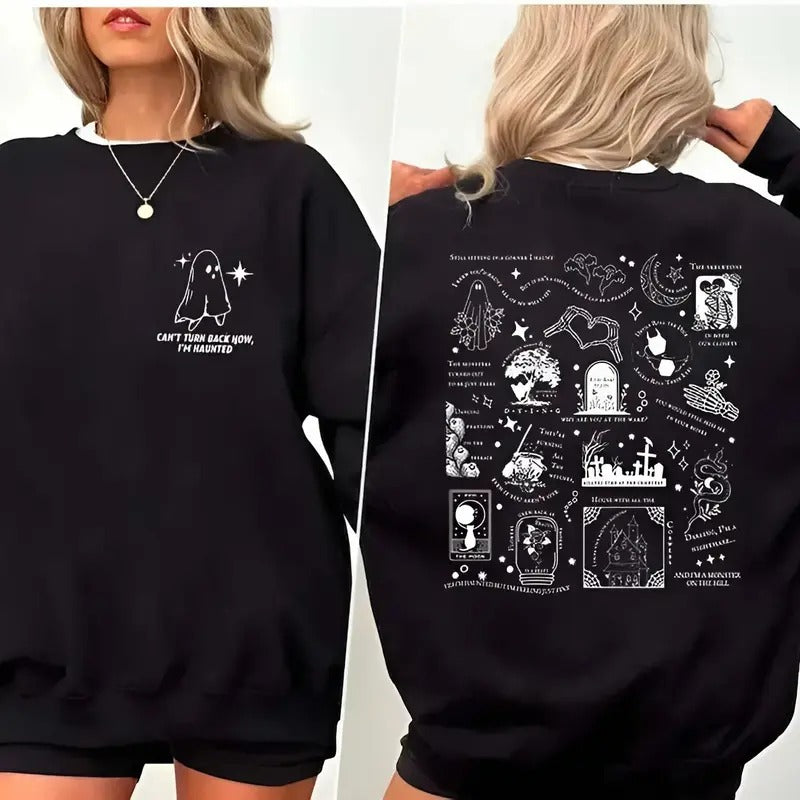 Spooky Halloween Season Shirt, Halloween Song Lyrics Sweatshirt, Can't Turn Back How I'm Haunted Shirt, Shirt For Men And Women, Halloween Cute Ghost Trendy Shirt.